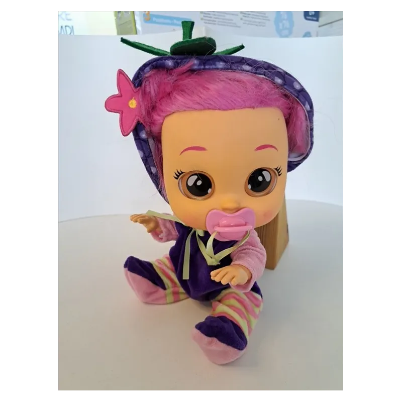 Bambola Cry Babies Tutina Viola Capelli Fucsia