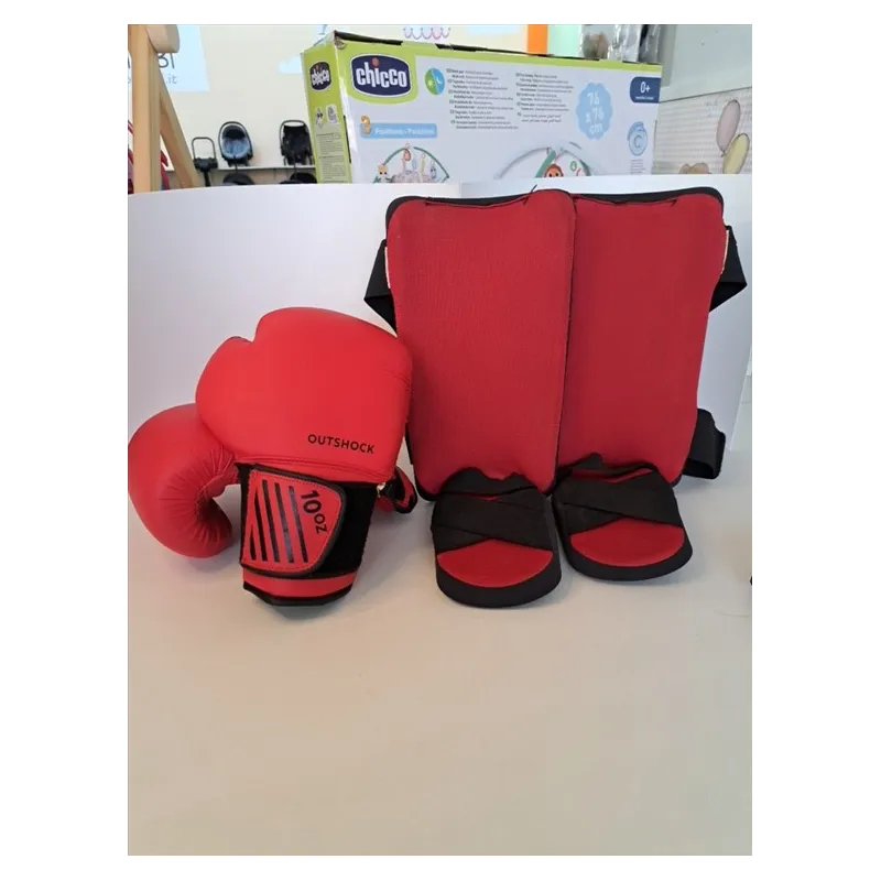 Guantoni Boxe Rossi Con Protezioni Per Gambe