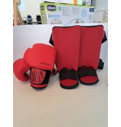 Guantoni Boxe Rossi Con Protezioni Per Gambe