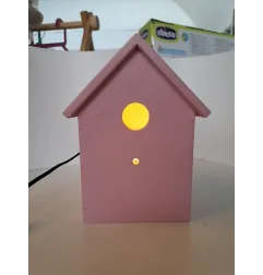 Lampada In Legno Casetta Degli Uccellini Rosa