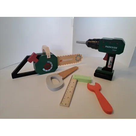 Kit Attrezzi In Legno Sega, Martello Parkside, Etc. 5 Pz