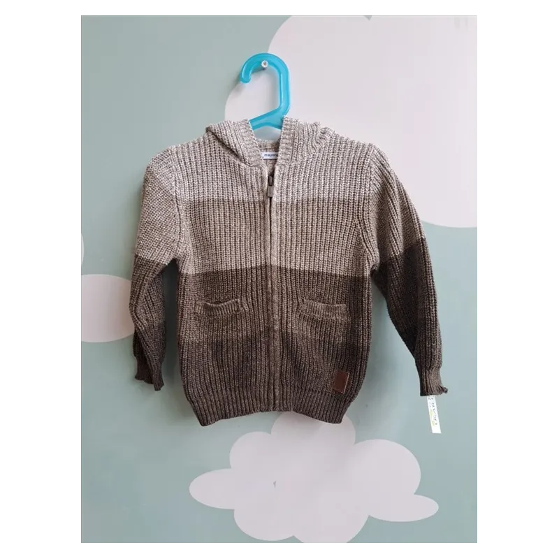 Felpa Mayoral Con Zip Verdone e Beige 2 A