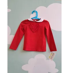 Maglia Rossa Roselline Con Colletto Bianco Orginal Marines 3/4 A
