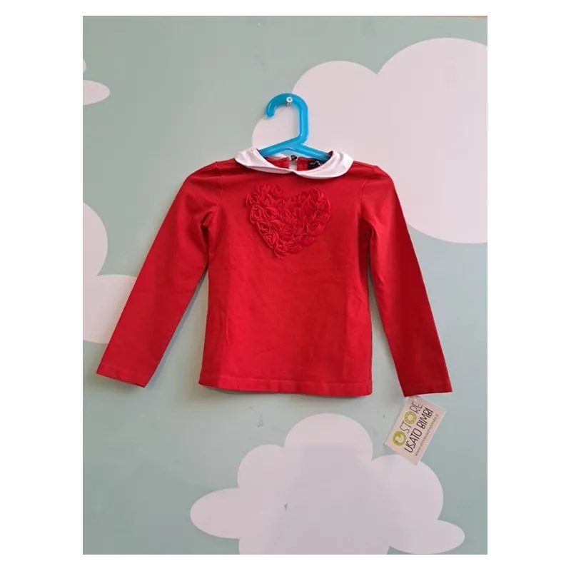 Maglia Rossa Roselline Con Colletto Bianco Orginal Marines 3/4 A