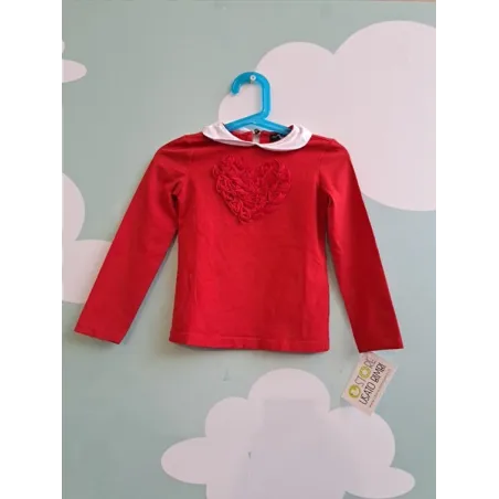 Maglia Rossa Roselline Con Colletto Bianco Orginal Marines 3/4 A