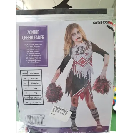 Vestito Halloween Zoombie Cheerleader Con Pon Pon 9/10 A