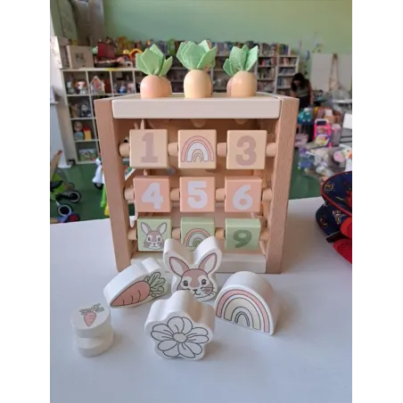Cubotto Multiattività Bellissimo In Legnobieco Berry Fine Motor Cube
