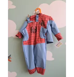 Completo Salopette Impermeabile + Giacca Impermeabile Imbottita Spiderman 18 M 86 Cm