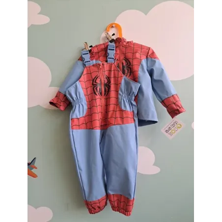 Completo Salopette Impermeabile + Giacca Impermeabile Imbottita Spiderman 18 M 86 Cm