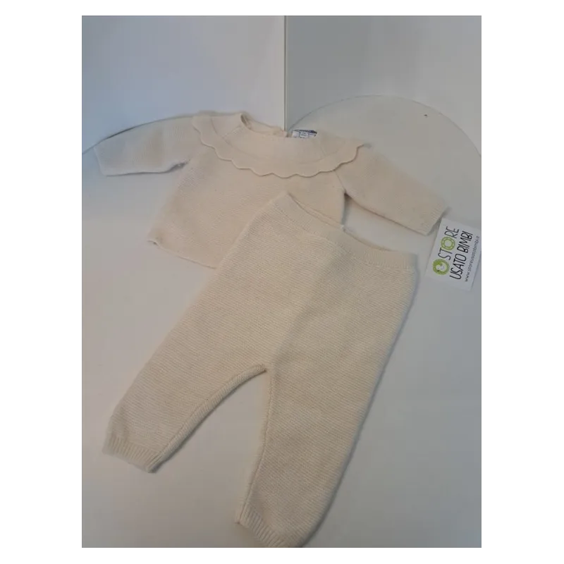 Completo Jacadi Bianco Maglia + Pantaloni 3 M