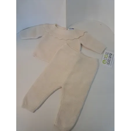 Completo Jacadi Bianco Maglia + Pantaloni 3 M