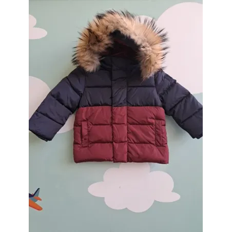 Piumino Il Gufo Bellissimo Con Cappuccio Blu e Bordeaux