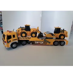 Camion Traportatore Arancione Sonoro + Schiacciasassi + Ruspa