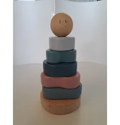 Impilabile In Legno Azzurro e Rosa
