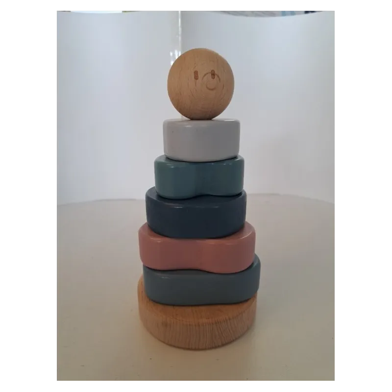Impilabile In Legno Azzurro e Rosa