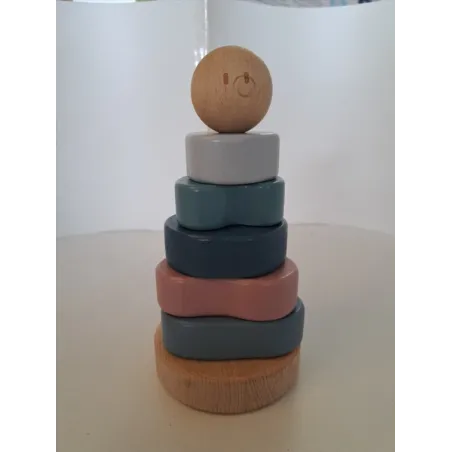 Impilabile In Legno Azzurro e Rosa