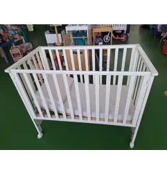 Lettino Bianco Azzurra Con Materasso - 116,5 X 120 - Qualche Segno