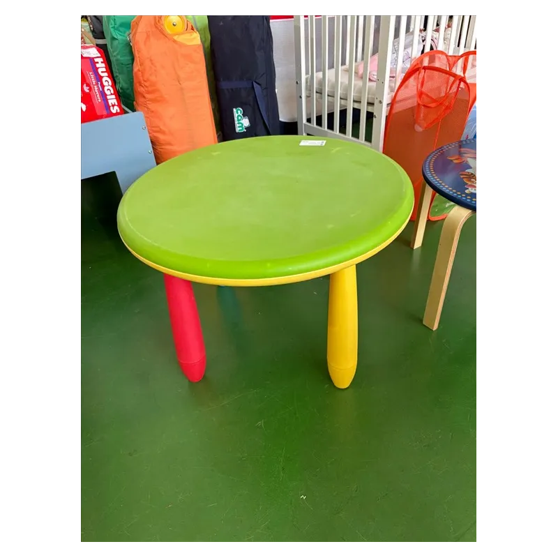 Tavolino In Plastica Rotondo Verde E Giallo