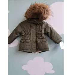 Giacca Invernale Prenatal Verde Con Interno Il Pellicciotto 6/9 M