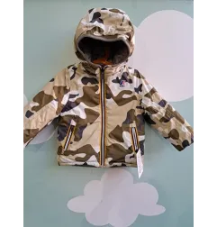 Piumino K-way Reversibile Militare/Grigio 18-24 M (mini Mancchietta Cerniera)