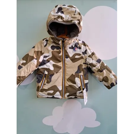 Piumino K-way Reversibile Militare/Grigio 18-24 M (mini Mancchietta Cerniera)