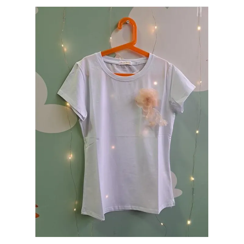 T-shirt Mamma Maniche Corte Taglia Unica Fiore Rosa Nuova